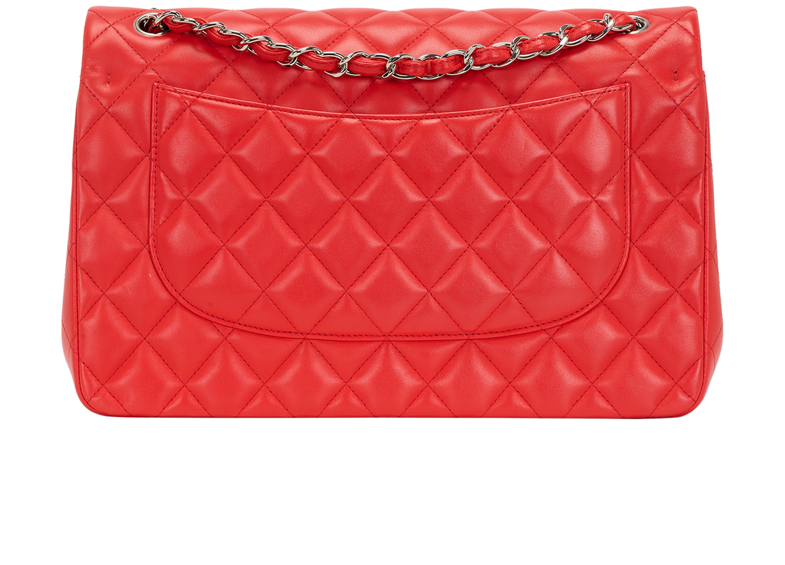 Jumbo Double Flap, &pound;4,800, Handbags, Red, Lambskin Leather, Back view